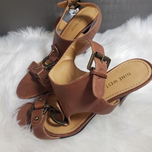 Nine west snooks tan heels leather upper - Picture 6 of 13